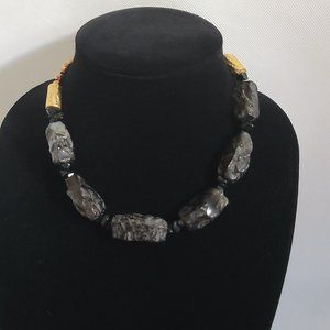 Black Onyx short necklace-Black necklace-Stone handmade necklace